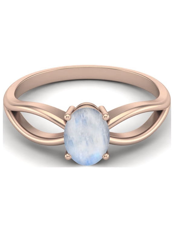 7X5 MM Oval Cut Moonstone 925 Sterling Silver Rose Vermeil Solitaire Celtic Valentines Day Gifts Ring