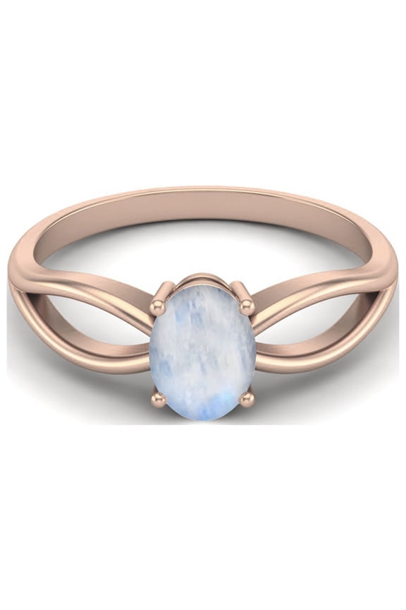 7X5 MM Oval Cut Moonstone 925 Sterling Silver Rose Vermeil Solitaire Celtic Valentines Day Gifts Ring