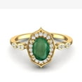 thumbnail image 1 of 7X5 MM Oval Natural Emerald 925 Sterling Silver Gold Vermeil Designer Engagement Women Mother's Day Gift Ring, 1 of 4