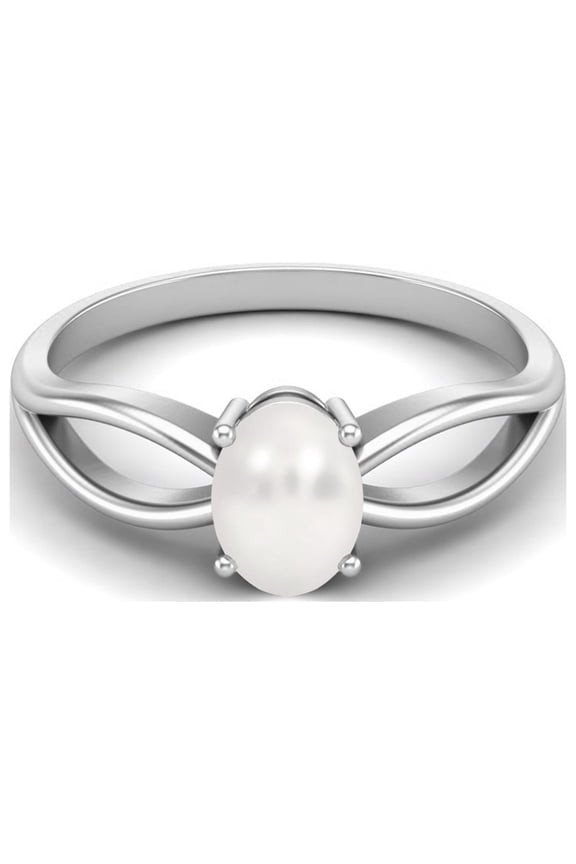 7X5 MM Oval Shape Natural Pearl Gemstone 925 Sterling Silver June Birthstone Solitaire Celtic Valentines Day Gifts Ring for Women