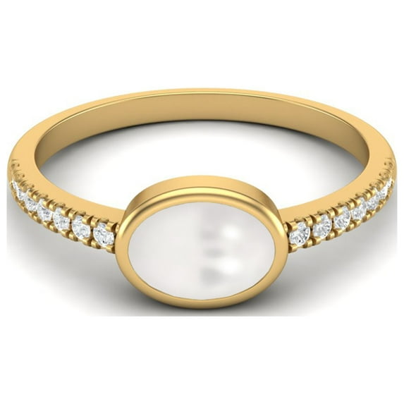 7X5 MM Oval Shape Pearl 925 Sterling Silver Gold Vermeil June Birthstone Solitaire Proposal Valentines Day Gifts Ring for Women