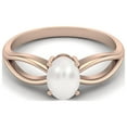 thumbnail image 1 of 7X5 MM Oval Shape Pearl 925 Sterling Silver Rose Vermeil June Birthstone Solitaire Celtic Valentines Day Gifts Ring for Women, 1 of 3