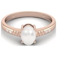 thumbnail image 1 of Mooneye 7X5 mm Oval Shape Pearl Solitaire 925 Sterling Silver Rose Vermeil Engagement Women Ring, 1 of 3