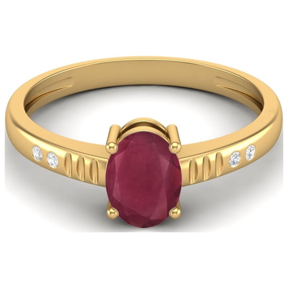 7X5 MM Oval Shape Ruby Glass Filled 925 Sterling Silver Gold Vermeil Solitaire Women Mother's Day Gift Rings