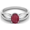 thumbnail image 1 of 7X5 MM Oval Shape Ruby Glass Filled 925 Sterling Silver July Birthstone Solitaire Celtic Ring, 1 of 3