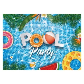 7X5FT/220X50cm Hawaii Swimming Pool Theme Background Fabric for Photography Children's Birthday Photo Banner Backdrops