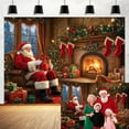 thumbnail image 1 of 7X5FT Christmas Fireplace Photo Backdrop Vintage Winter Santa Claus Xmas Tree Photography Background New Year Holiday Christmas Family Party Decorations Banner Photo Booth Props, 1 of 5