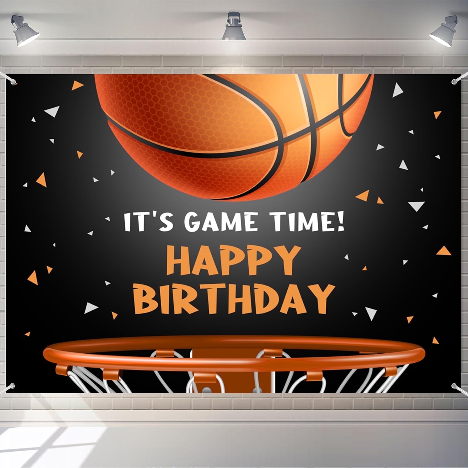 7X5FT Game Time Basketball Happy Birthday Backdrop Banner Boy Basketball Theme Party Decoration Sports Theme Photography Background Supplies