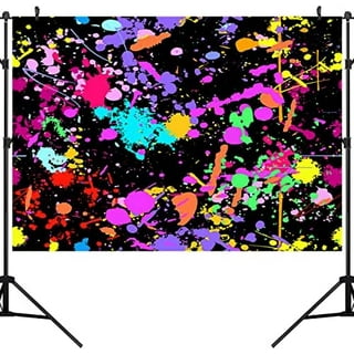 Glow Neon Birthday Backdrop - Glow in The Dark Let's Glow Banner Backdrop  Black Light Themed Party Photography Background Photo Booth Backdrop,  5.9x3.9ft 