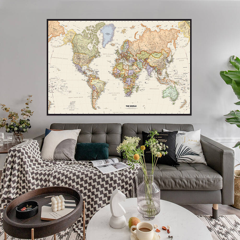 7X5FT Retro Vintage World Map Large Wall Art Poster Prints Picture ...