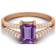 thumbnail image 1 of 7X5MM Emerald Cut Amethyst 925 Sterling Silver Rose Plated Solitaire Women Valentines Day Gifts Ring, 1 of 4
