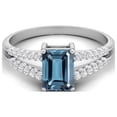 thumbnail image 1 of 7X5MM Emerald Cut London Blue Topaz 925 Sterling Silver Solitaire Women Valentines Day Gifts Ring, 1 of 4