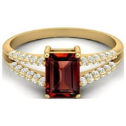 MOONEYE 7X5MM Garnet 925 Sterling Silver Gold Vermeil Solitaire Valentines Day Gifts Ring