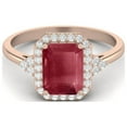 thumbnail image 1 of 7X5MM Octagon Shape Ruby Glass Filled 925 Sterling Silver Rose Vermeil Solitaire Trio Accents Valentines Day Gifts Rings For Womens, 1 of 3