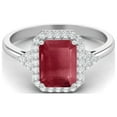 thumbnail image 1 of Mooneye 7X5MM Octagon Shape Ruby 925 Sterling Silver Solitaire Trio Accents Women Wedding Rings, 1 of 3