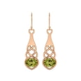 thumbnail image 1 of 7X5MM Oval Peridot 925 Sterling Silver Rose Vermeil Celtic Dangle Drop Valentines Day Gifts Women Earrings, 1 of 4
