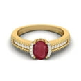 thumbnail image 1 of 7X5MM Oval Ruby Glass Filled 925 Sterling Silver Gold Vermeil Halo Accent Engagement Women Valentines Day Gifts Ring, 1 of 3