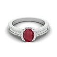 thumbnail image 1 of 7X5MM Oval Ruby Glass Filled 925 Sterling Silver Halo Accent Engagement Women Valentines Day Gifts Ring, 1 of 3