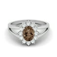 thumbnail image 1 of 7X5MM Oval Shape Smoky Quartz 925 Sterling Silver Split Shank Valentines Day Gifts Ring, 1 of 1