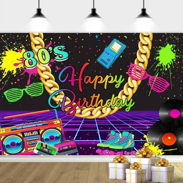 7X5ft 80's Theme Birthday Party Backdrop, Hip Hop Party Backdrop 80's 90's Birthday Party Decor, Retro Colorful Birthday Background Music Theme Party Photography Background Photo Booth Props