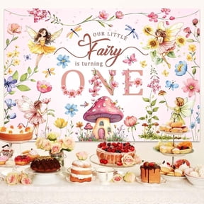 7X5ft Fairy Birthday Backdrop for Girl Photography Background Pink Flowers Fairy First Happy Birthday Party Decorations Magical Princess Fairy 1st Birthday Photo Studio Props