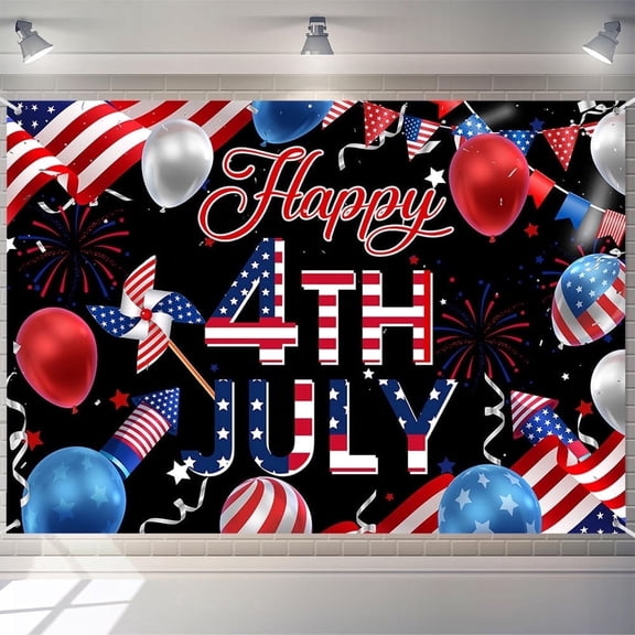 7x5ft Red White and Blue Patriotic Happy 4th of July Backdrop