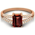 thumbnail image 1 of 7X5mm Emerald Cut Garnet 925 Sterling Silver Rose Plated Solitaire Women Wedding Ring Jewelry, 1 of 7