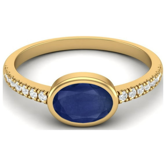7X5mm Oval Blue Sapphire 925 Sterling Silver Gold Vermeil September Birthstone Solitaire Valentines Day Gifts Ring