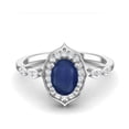 thumbnail image 1 of 7X5mm Oval Blue Sapphire 925 Sterling Silver Halo Designer Engagement Women Valentines Day Gifts Ring, 1 of 3