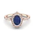 thumbnail image 1 of Mooneye 7X5mm Oval Blue Sapphire 925 Sterling Silver Rose Vermeil Halo Engagement Women Ring, 1 of 3