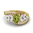 thumbnail image 1 of 7X5mm Oval Peridot 925 Sterling Silver Gold Vermeil Solitaire Leaf Design Bypass Mother's Day Gift Ring, 1 of 4