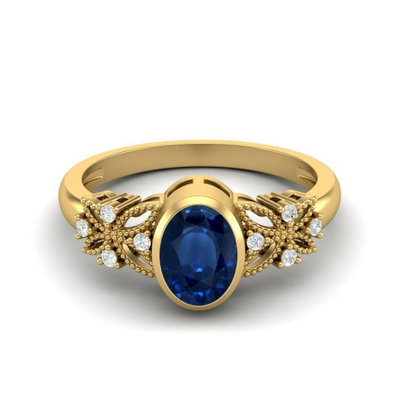 7X5mm Oval Shape Blue Sapphire 925 Sterling Silver Gold Vermeil Celtic Shank Solitaire Mother's Day Gift Ring