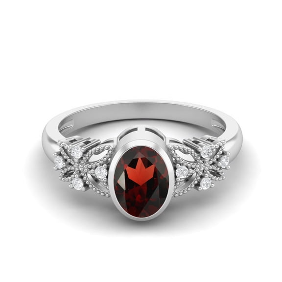 7X5mm Oval Shape Garnet 925 Sterling Silver Celtic Shank Solitaire Valentines Day Gifts Ring