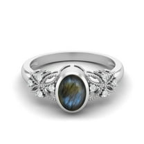 7X5mm Oval Shape Labradorite 925 Sterling Silver Celtic Shank Solitaire Valentines Day Gifts Ring