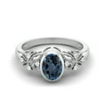 thumbnail image 1 of 7X5mm Oval Shape London Blue Topaz 925 Sterling Silver Celtic Shank Solitaire Valentines Day Gifts Ring, 1 of 4