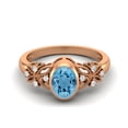 thumbnail image 1 of 7X5mm Oval Shape Swiss Blue Topaz 925 Sterling Silver Rose Vermeil Celtic Shank Solitaire Mother's Day Gift Ring, 1 of 1