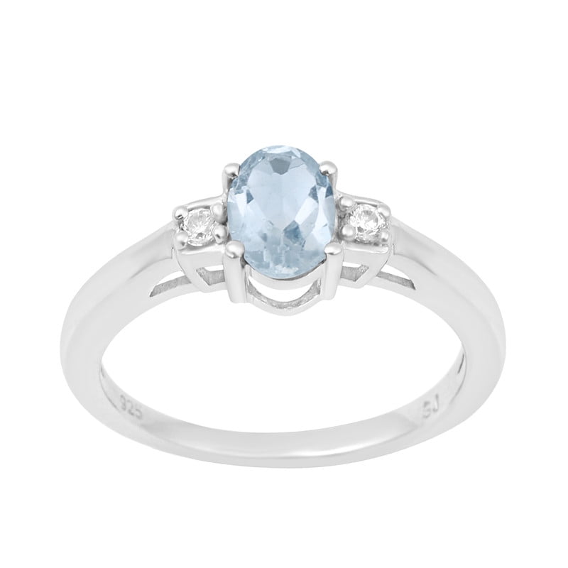 Silvershake Genuine Swiss Blue Topaz Ring | 3.11ct Oval, 925 Sterling Silver Solitaire
