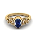 thumbnail image 1 of 7X5mm Oval Shape Synthetic Blue Sapphire 925 Sterling Silver Gold Vermeil Celtic Shank Solitaire Valentines Day Gifts Ring, 1 of 4