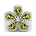 thumbnail image 1 of 7X5mm Pear Peridot 925 Sterling Silver Five Stone Daisy Flower Women Mother's Day Gift Ring, 1 of 3