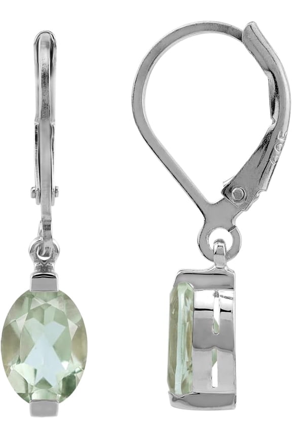 7X5mm Petite Oval Shape Gemstone White Gold Plated or Yellow Gold Plated 925 Sterling Silver Leverback Dangle Earrings Jewelry for Women[d395]
