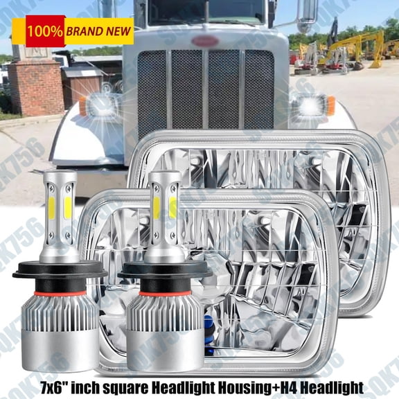 7X6 " 5X7" Inch Halo Projector LED Headlights H4 for peterbilt 365 367 2008-2017