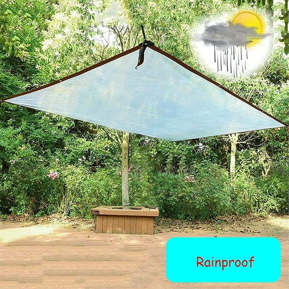 7X7 Ft Heavy Duty Waterproof Clear Vinyl Tarpaulin, Pvc Transparent Vinyl for Patio Awning Enclosure Plant Cover Rv Boat Protection, Durable Tear-Resistant Grommet-Enhanced All-Weather Solution