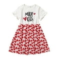 thumbnail image 1 of 7Y Big Girls Clothes 8 Years Big Girls Dress Letter Heart Print Short Sleeve Dress Summer Dress White, 1 of 8