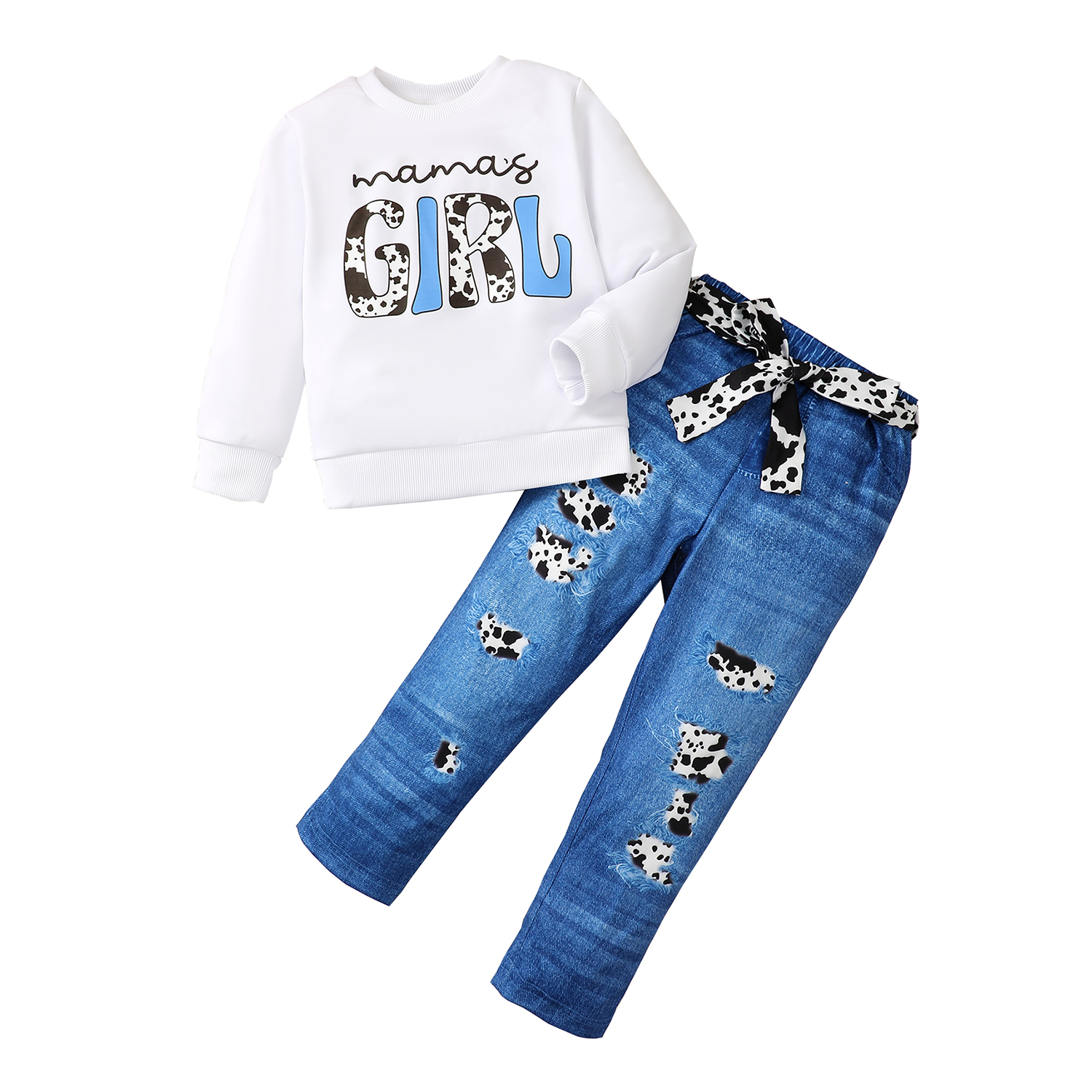 7Y Kids Girls Clothes 7 Years Girls Pant Set Little Girls Long Sleeve Letter Print Round Neckline Top Pants 2PCS Set White