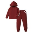 thumbnail image 1 of 7Y Kids Girls Clothes 8 Years Girls Fall Winter Pant Set Big Girls Long Sleeve Solid Color Hooded Top Pants 2PCS Outfits Set Red, 1 of 8