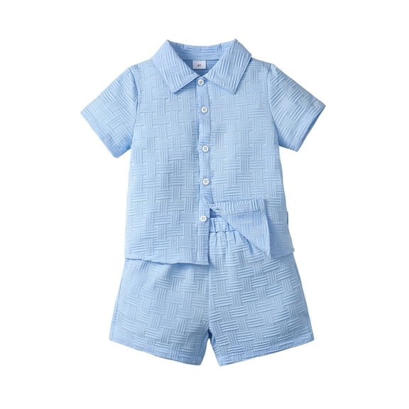 7Y Little Boys Outfits 7Y Boys 2PCS Summer Short Sets Little Boys Short Sleeve Solid Color Top Shorts Set Light Blue