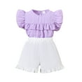 thumbnail image 1 of 7Y Little Girls Outfits 7Y Girls 2PCS Summer Short Sets Little Girls Short Sleeve Round Neckline Top Shorts Set Purple, 1 of 9