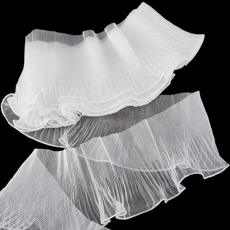 7Yards Sewing Lace Trim Fabrics Ruffle Pleated Chiffon Trim Retro