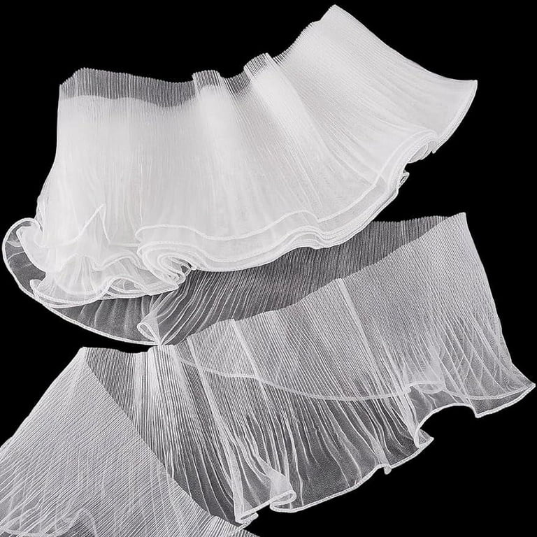 Vintage Pleated Black Organza with Silver Sequins Trim Vintage Pleated Black Organza with Silver Sequins Trim
