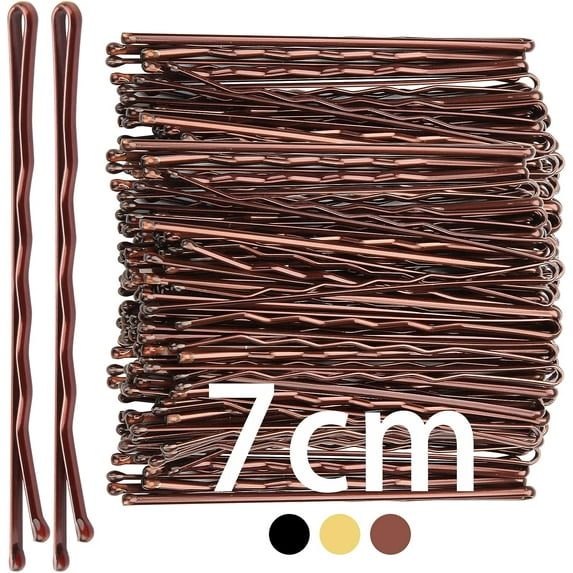 7cm Hair Grips - 50pcs Brown Hair Pins, Long Bobby Pins, Waved Kirby Grips - Essential Hair Accessories for Women & Girls, Ideal for All Types of Hair